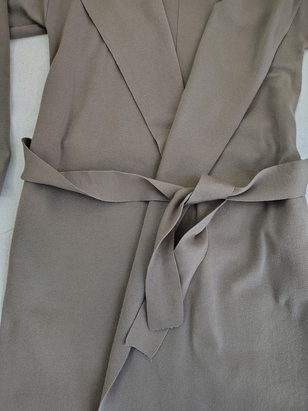 Knit Wrap Robe Cardigan in Taupe Kld Medium Belted - Picture 2 of 7